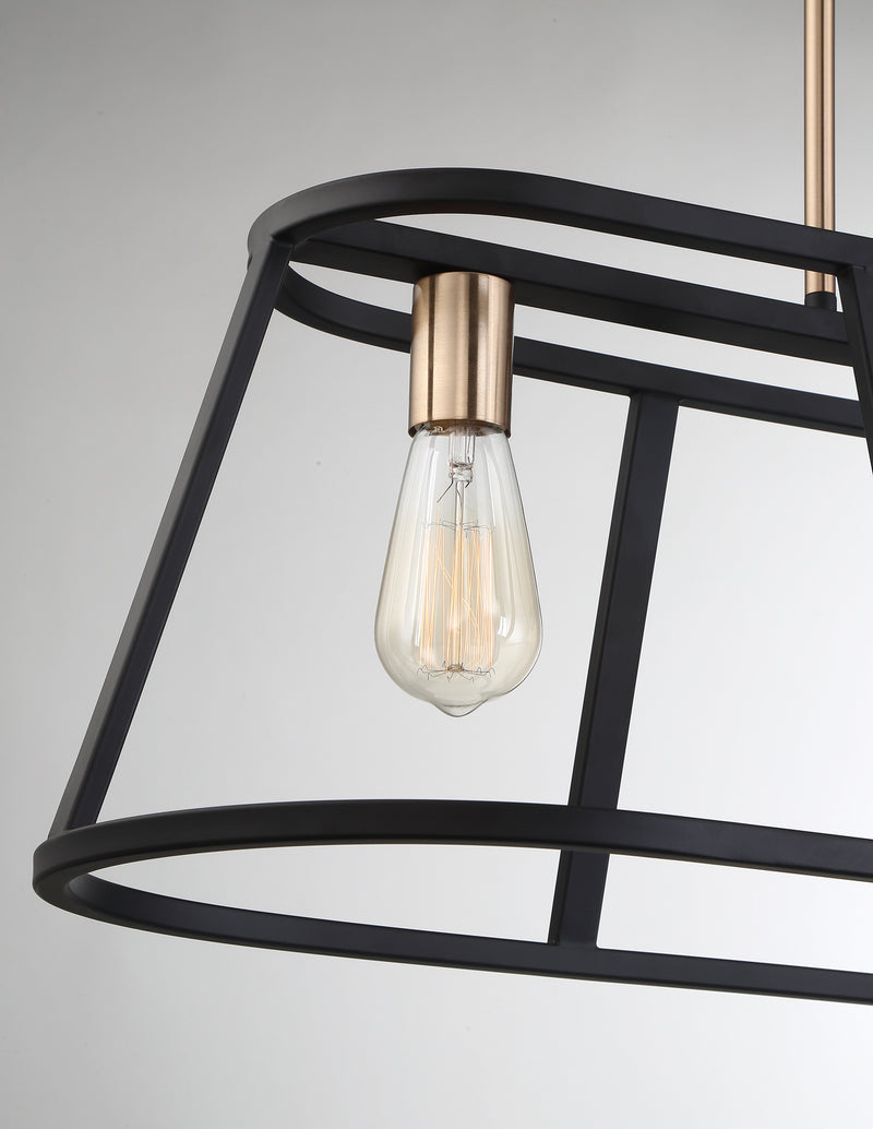 Nuvo Lighting 60-6644 Four Light Island Pendant, Copper Brushed Brass / Matte Black