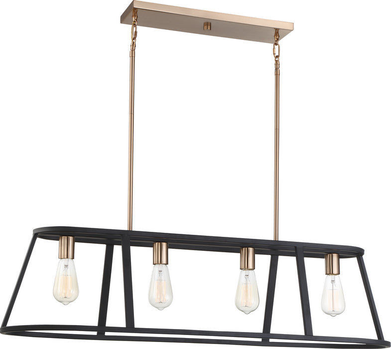 Nuvo Lighting 60-6644 Four Light Island Pendant, Copper Brushed Brass / Matte Black