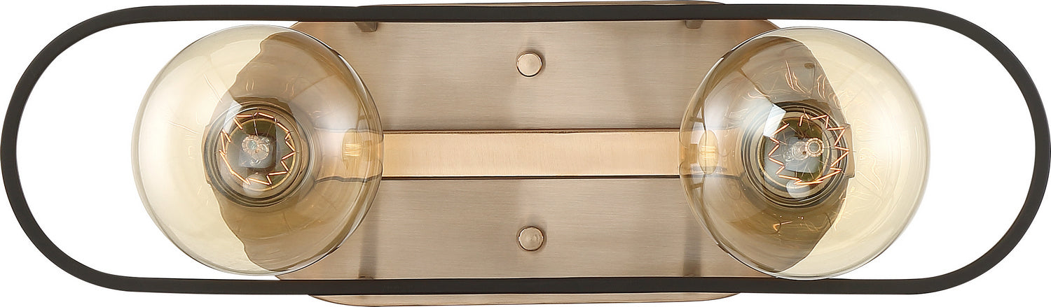 Nuvo Lighting 60-6652 Two Light Vanity, Copper Brushed Brass / Matte Black
