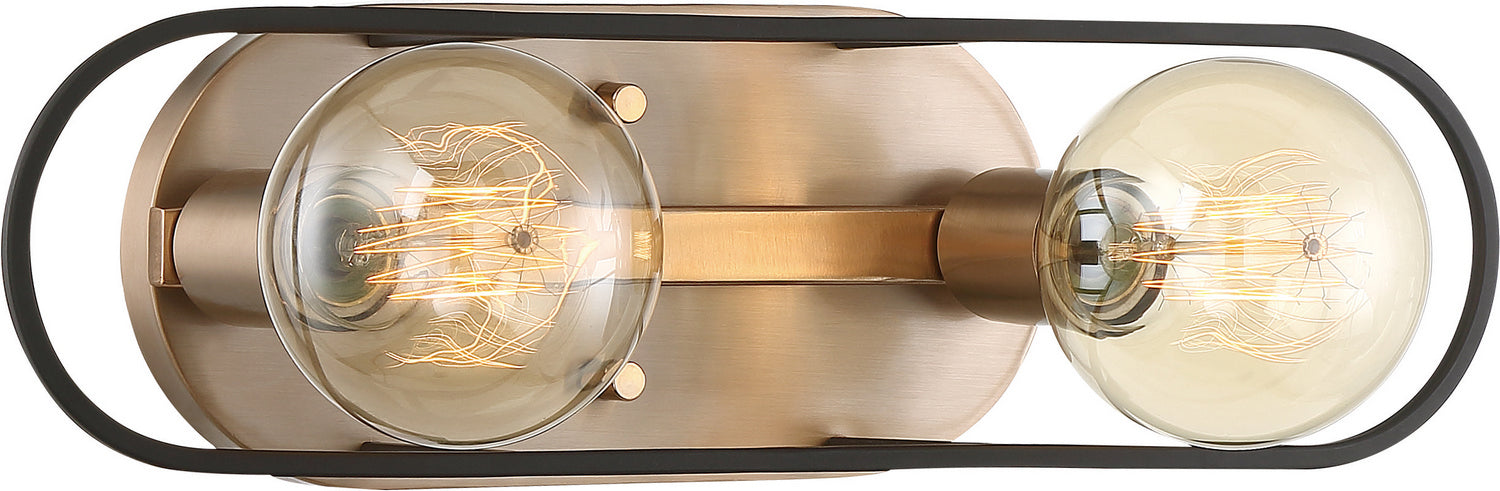 Nuvo Lighting 60-6652 Two Light Vanity, Copper Brushed Brass / Matte Black