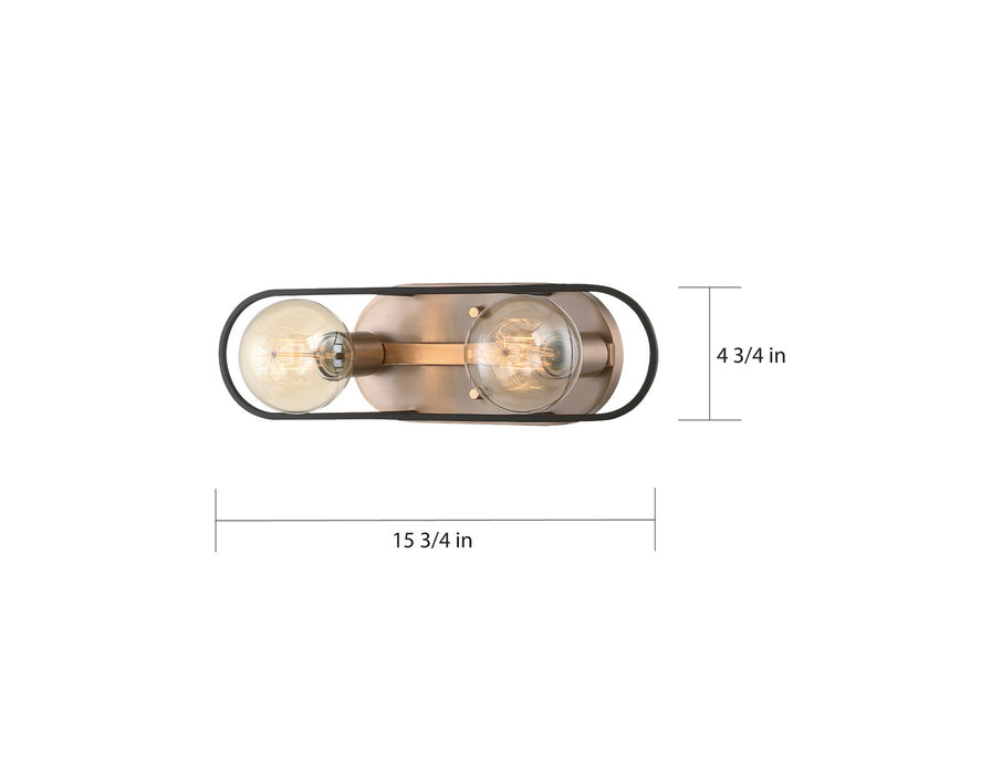Nuvo Lighting 60-6652 Two Light Vanity, Copper Brushed Brass / Matte Black