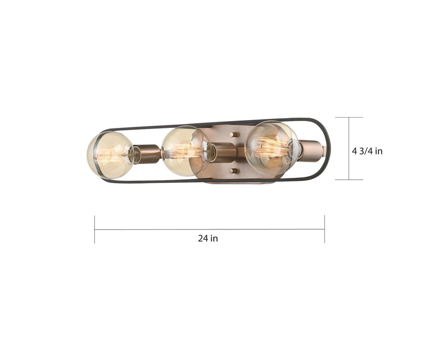 Nuvo Lighting 60-6653 Three Light Vanity, Copper Brushed Brass / Matte Black