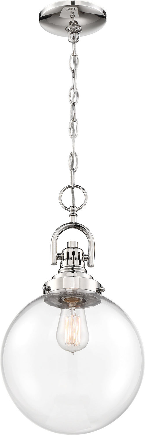 Nuvo Lighting 60-6672 One Light Pendant, Polished Nickel / Clear Glass