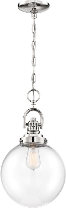 Nuvo Lighting 60-6672 One Light Pendant, Polished Nickel / Clear Glass