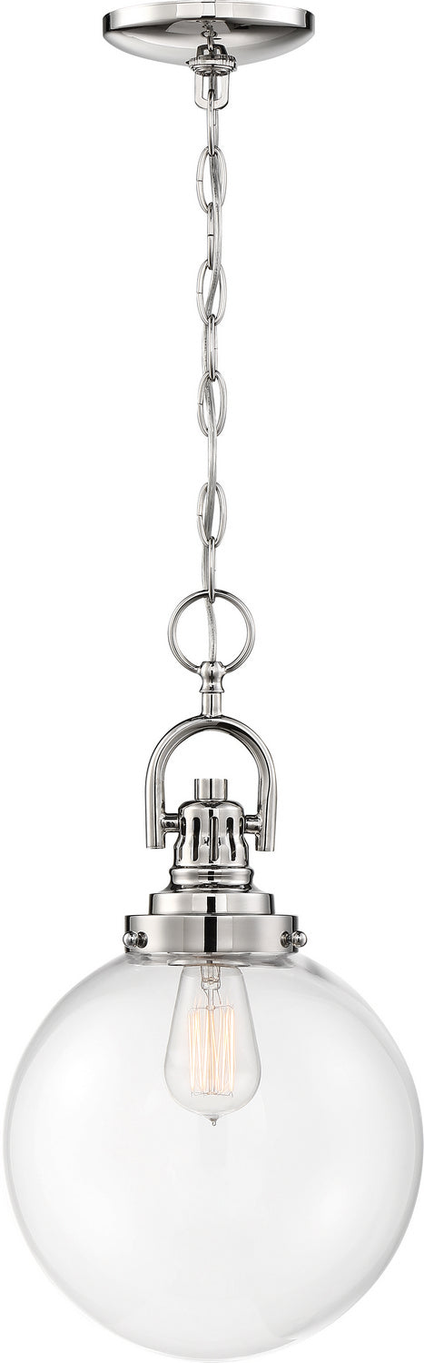 Nuvo Lighting 60-6672 One Light Pendant, Polished Nickel / Clear Glass