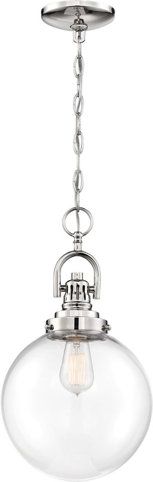 Nuvo Lighting 60-6672 One Light Pendant, Polished Nickel / Clear Glass