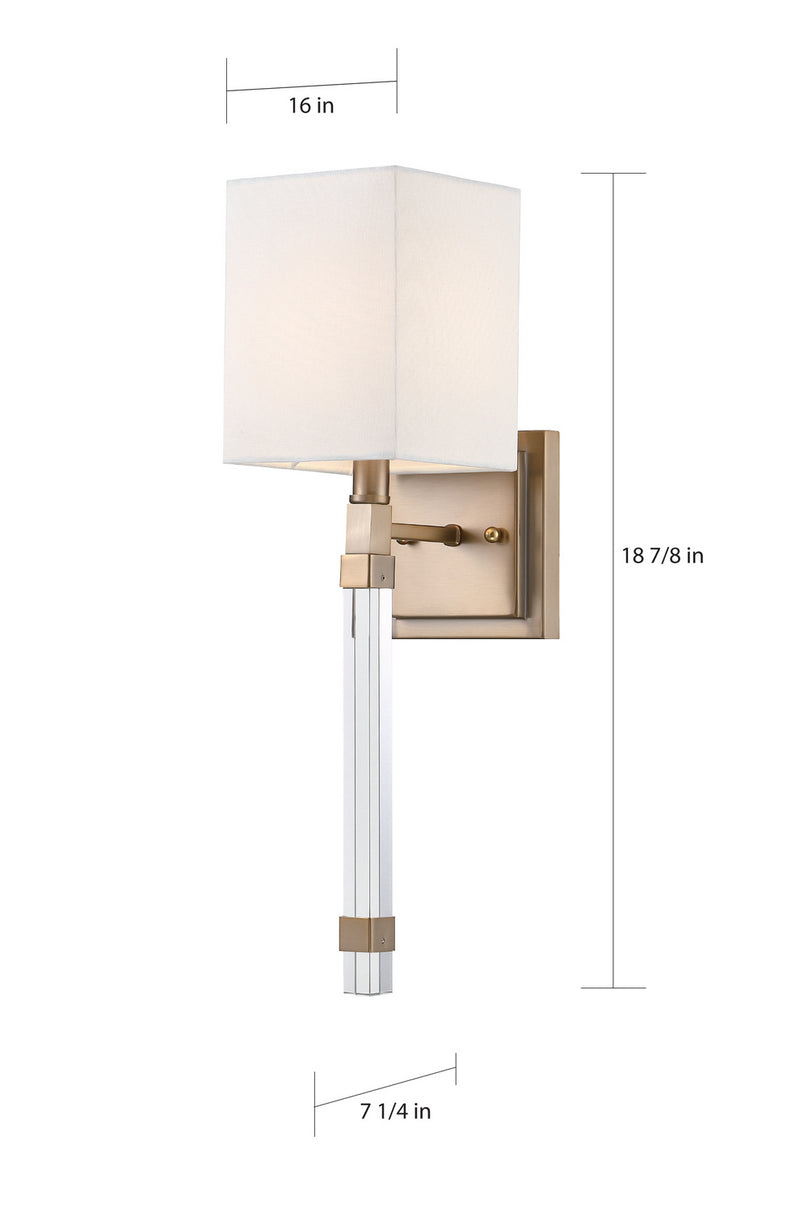 Nuvo Lighting 60-6681 One Light Wall Sconce, Burnished Brass / White