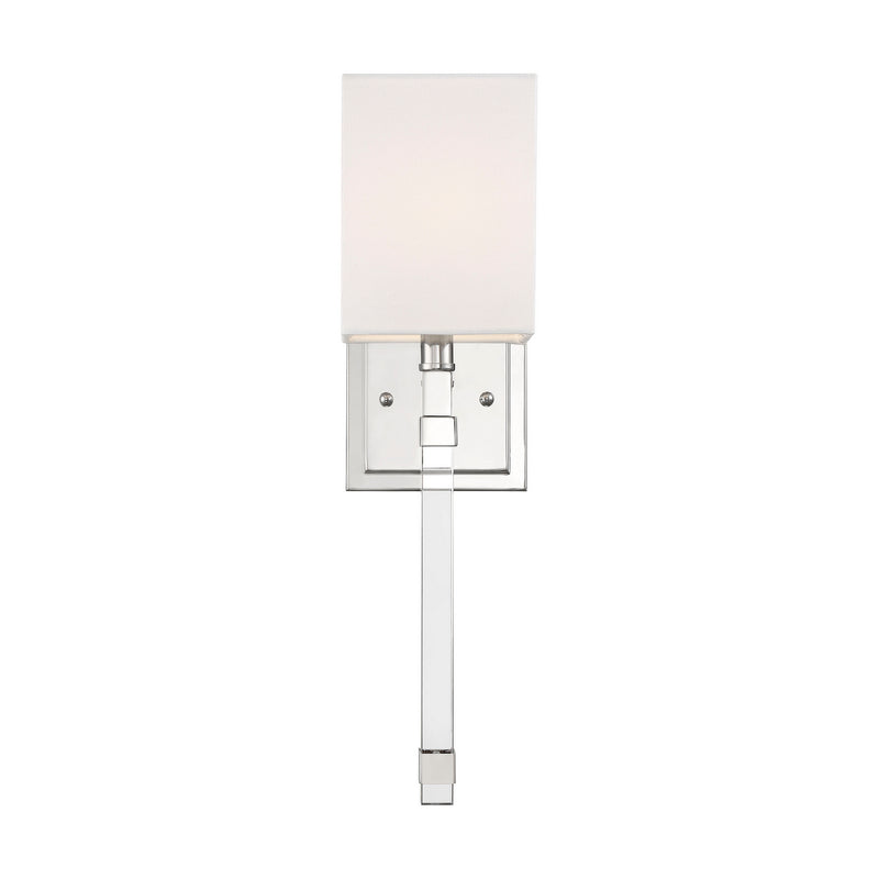 Nuvo Lighting 60-6682 One Light Wall Sconce, Polished Nickel / White Fabric