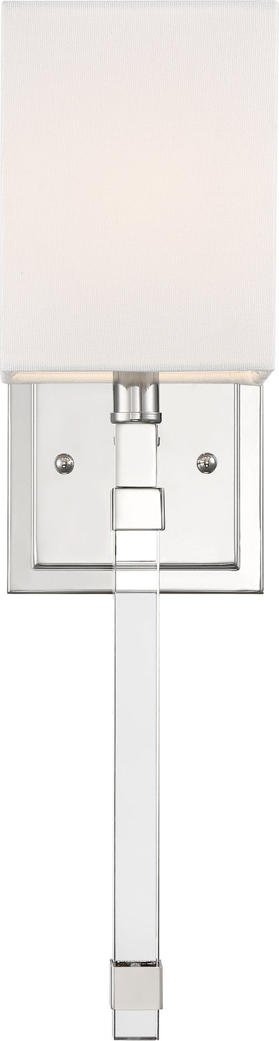 Nuvo Lighting 60-6682 One Light Wall Sconce, Polished Nickel / White Fabric