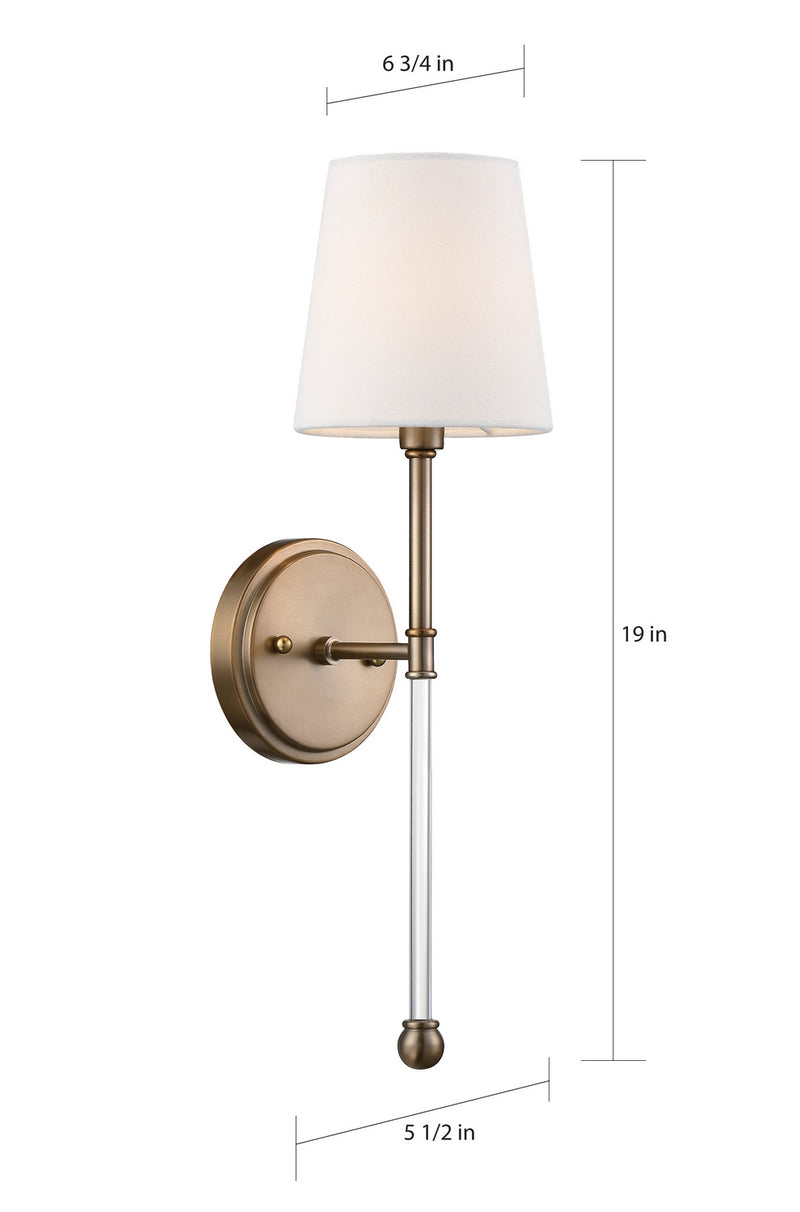Nuvo Lighting 60-6687 One Light Wall Sconce, Burnished Brass / White