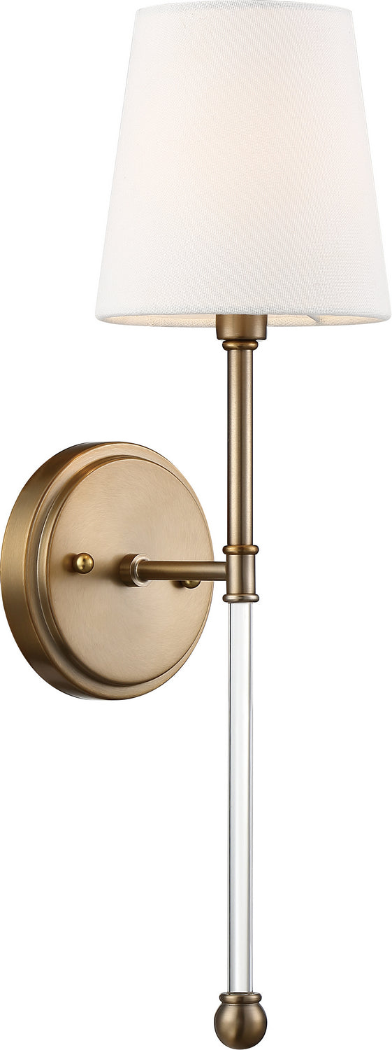 Nuvo Lighting 60-6687 One Light Wall Sconce, Burnished Brass / White