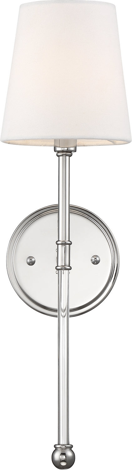 Nuvo Lighting 60-6688 One Light Wall Sconce, Polished Nickel / White Fabric