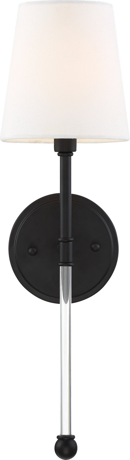 Nuvo Lighting 60-6689 One Light Wall Sconce, Aged Bronze / White Fabric