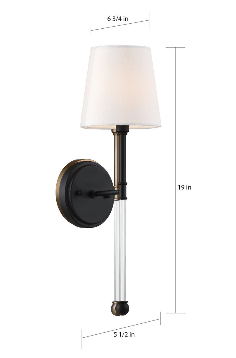 Nuvo Lighting 60-6689 One Light Wall Sconce, Aged Bronze / White Fabric