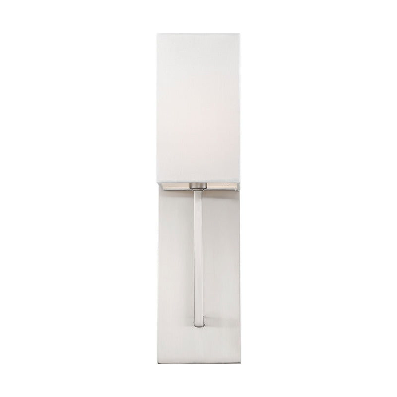 Nuvo Lighting 60-6691 One Light Wall Sconce, Brushed Nickel / White Fabric