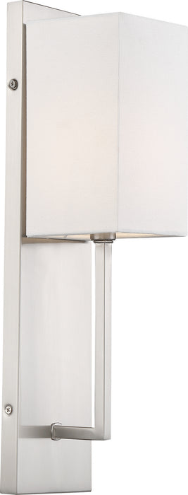 Nuvo Lighting 60-6691 One Light Wall Sconce, Brushed Nickel / White Fabric