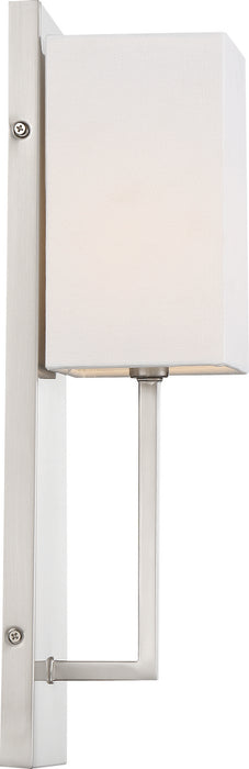 Nuvo Lighting 60-6691 One Light Wall Sconce, Brushed Nickel / White Fabric