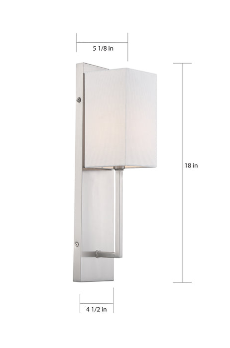 Nuvo Lighting 60-6691 One Light Wall Sconce, Brushed Nickel / White Fabric