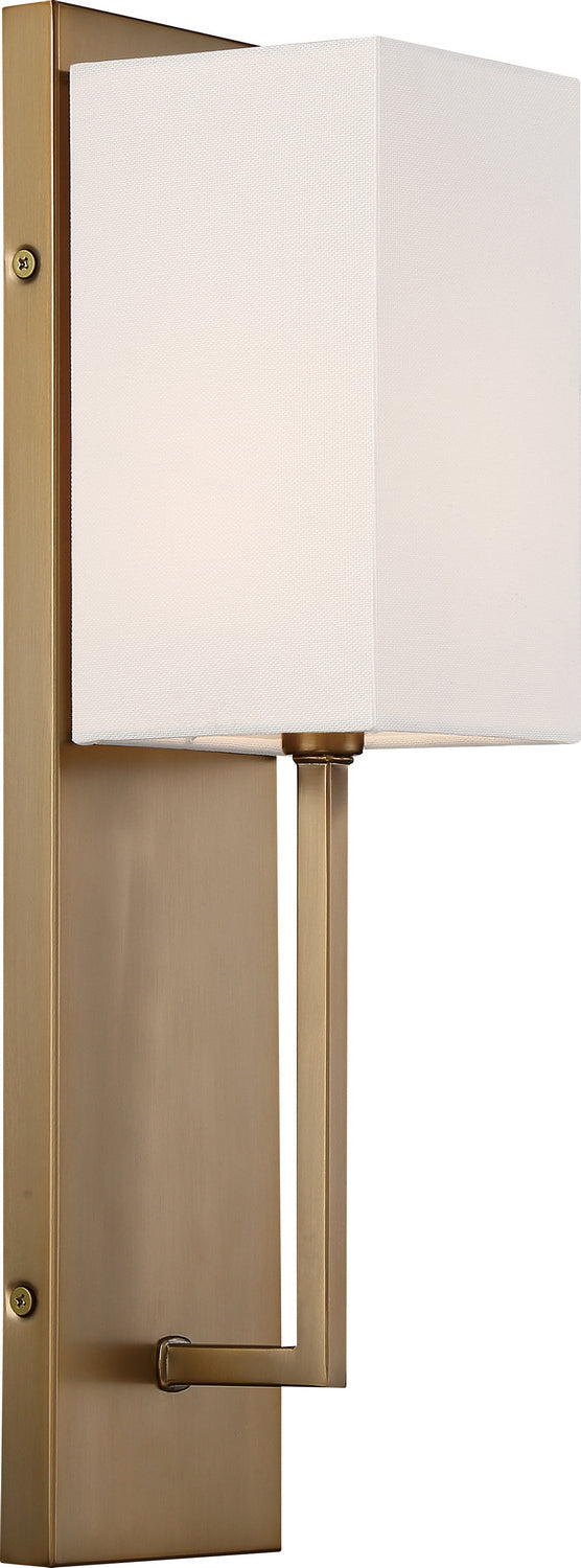 Nuvo Lighting 60-6692 One Light Wall Sconce, Burnished Brass / White