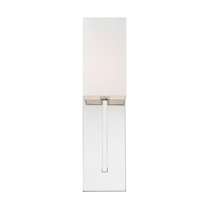 Nuvo Lighting 60-6693 One Light Wall Sconce, Polished Nickel / White Fabric
