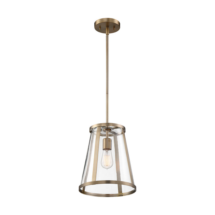 Nuvo Lighting 60-6697 One Light Pendant, Burnished Brass / Clear