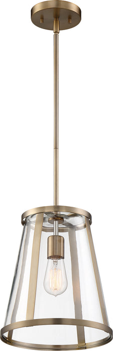 Nuvo Lighting 60-6697 One Light Pendant, Burnished Brass / Clear