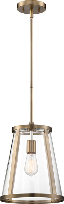Nuvo Lighting 60-6697 One Light Pendant, Burnished Brass / Clear