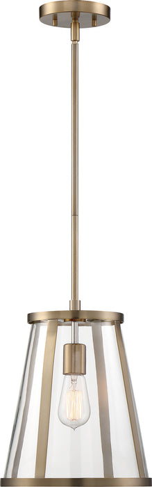 Nuvo Lighting 60-6697 One Light Pendant, Burnished Brass / Clear
