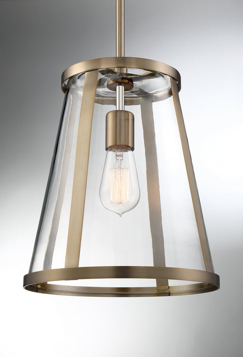 Nuvo Lighting 60-6697 One Light Pendant, Burnished Brass / Clear