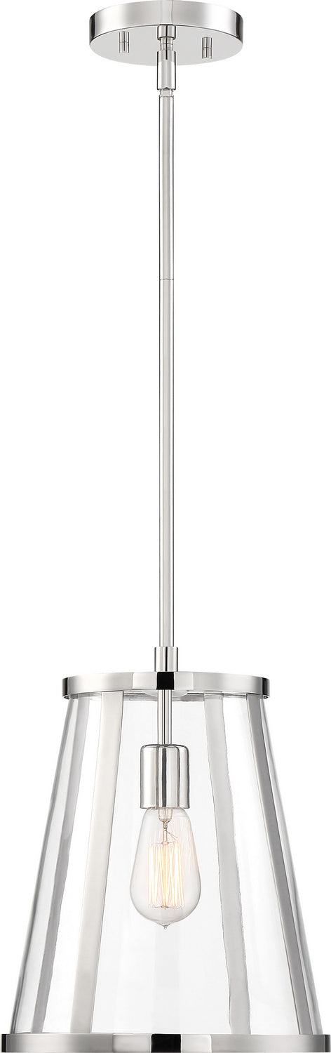 Nuvo Lighting 60-6698 One Light Pendant, Polished Nickel / Clear Glass