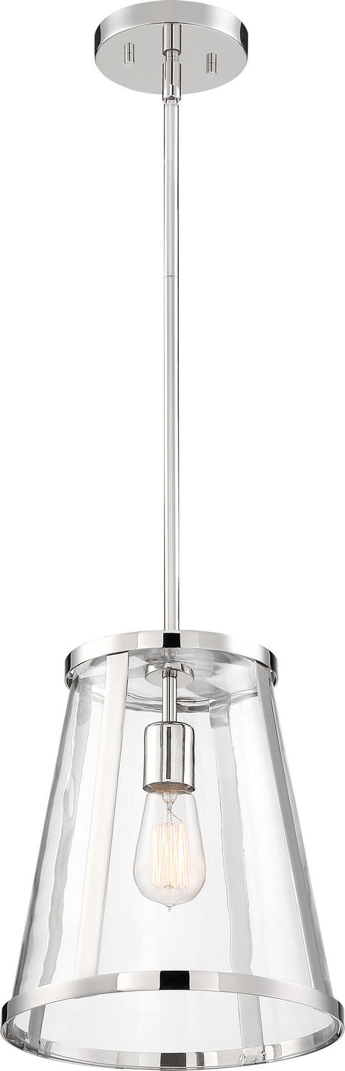 Nuvo Lighting 60-6698 One Light Pendant, Polished Nickel / Clear Glass
