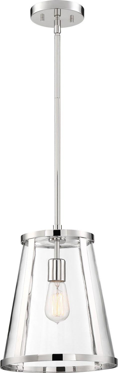 Nuvo Lighting 60-6698 One Light Pendant, Polished Nickel / Clear Glass