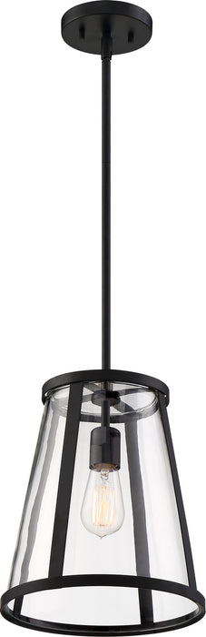 Nuvo Lighting 60-6699 One Light Pendant, Matte Black / Clear Glass