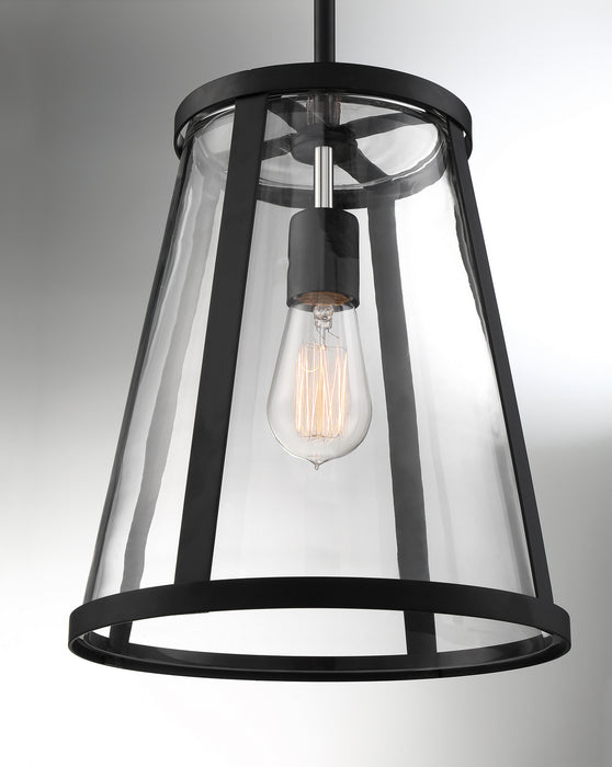 Nuvo Lighting 60-6699 One Light Pendant, Matte Black / Clear Glass