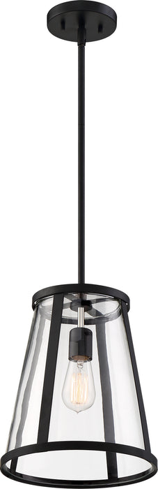 Nuvo Lighting 60-6699 One Light Pendant, Matte Black / Clear Glass