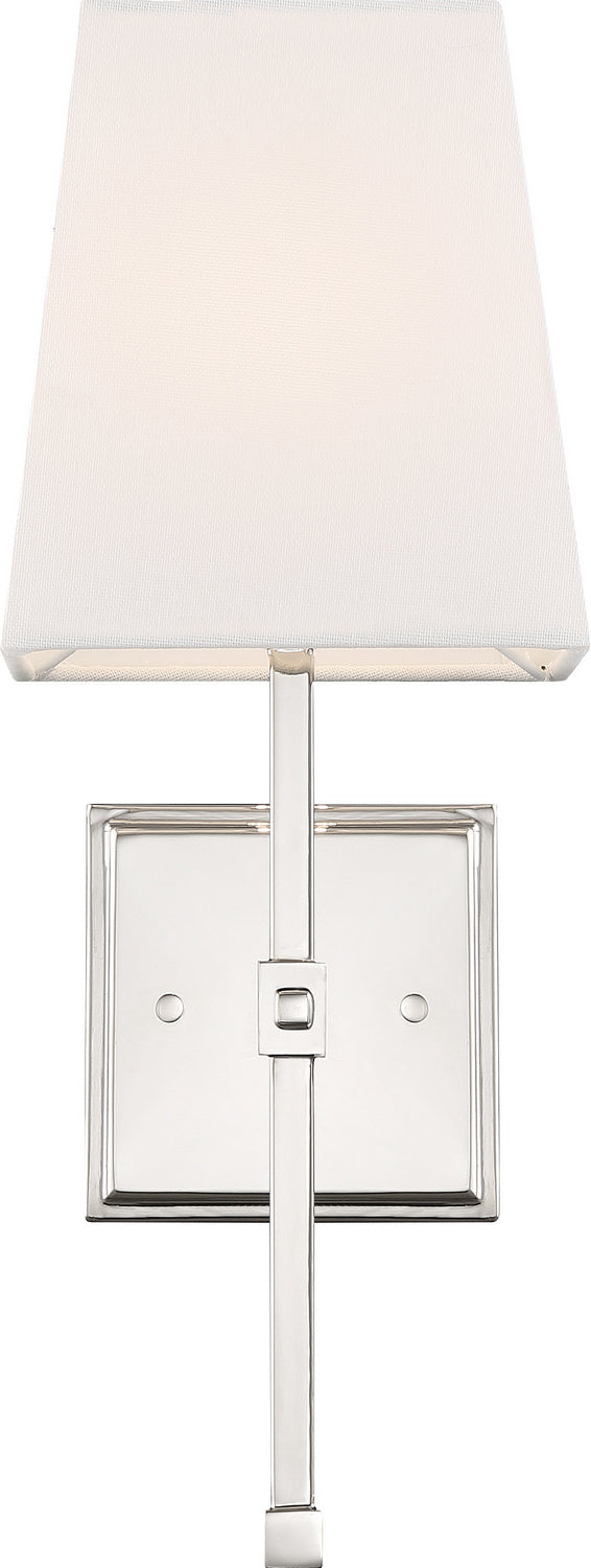 Nuvo Lighting 60-6708 One Light Vanity, Polished Nickel / White Fabric