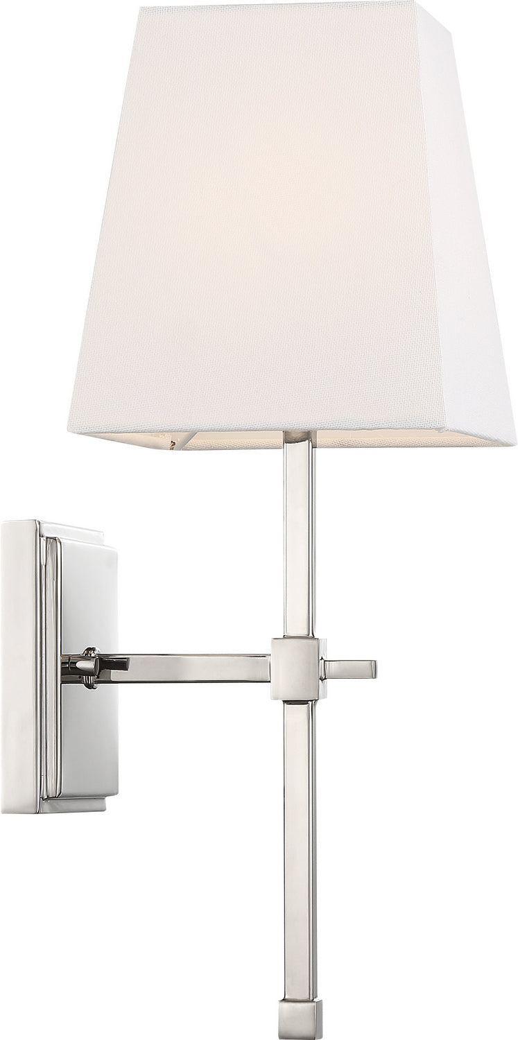 Nuvo Lighting 60-6708 One Light Vanity, Polished Nickel / White Fabric