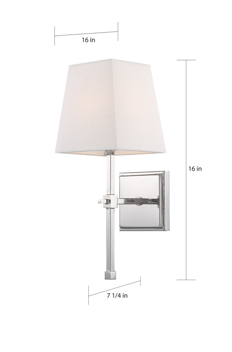 Nuvo Lighting 60-6708 One Light Vanity, Polished Nickel / White Fabric