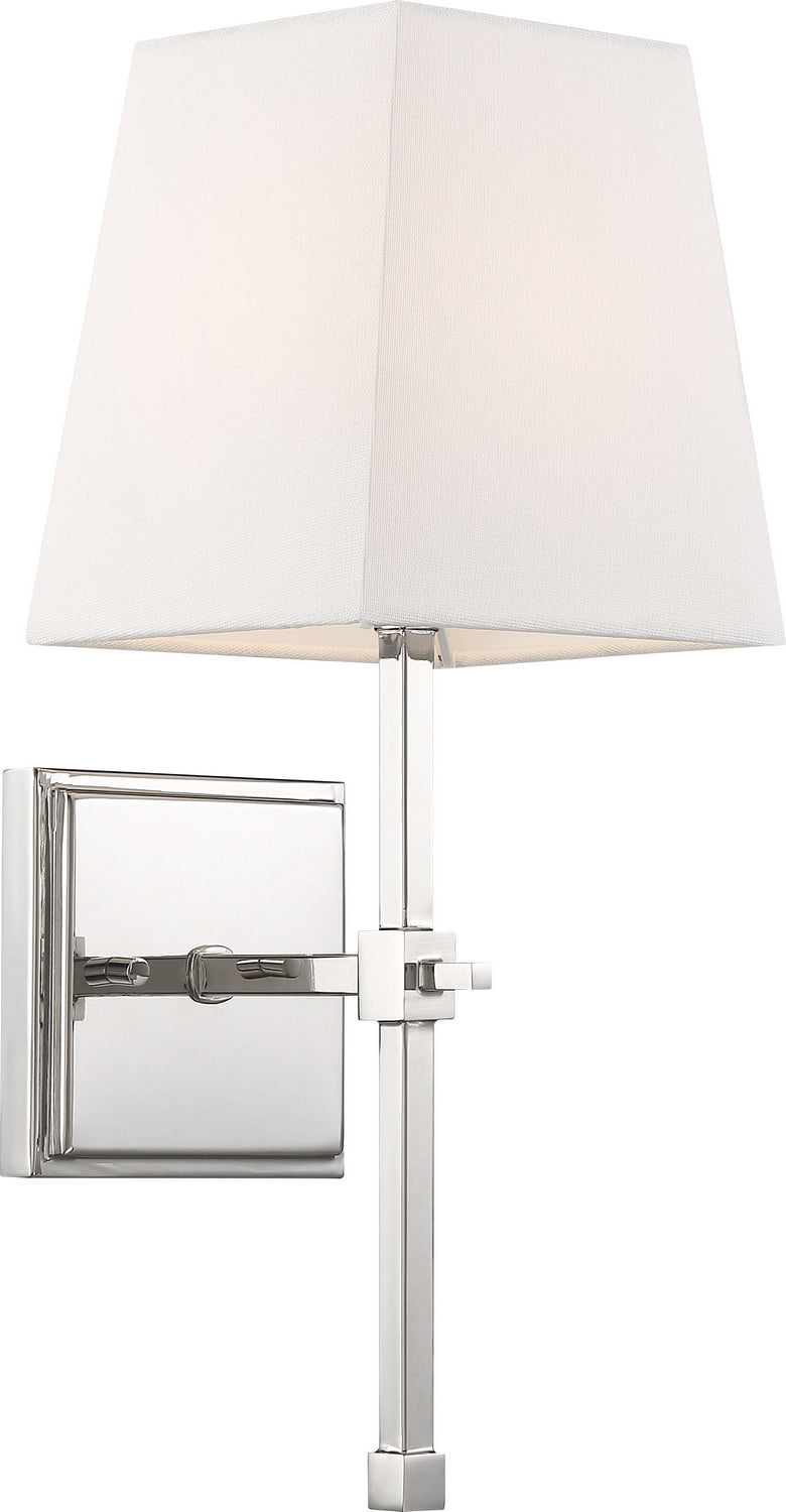 Nuvo Lighting 60-6708 One Light Vanity, Polished Nickel / White Fabric