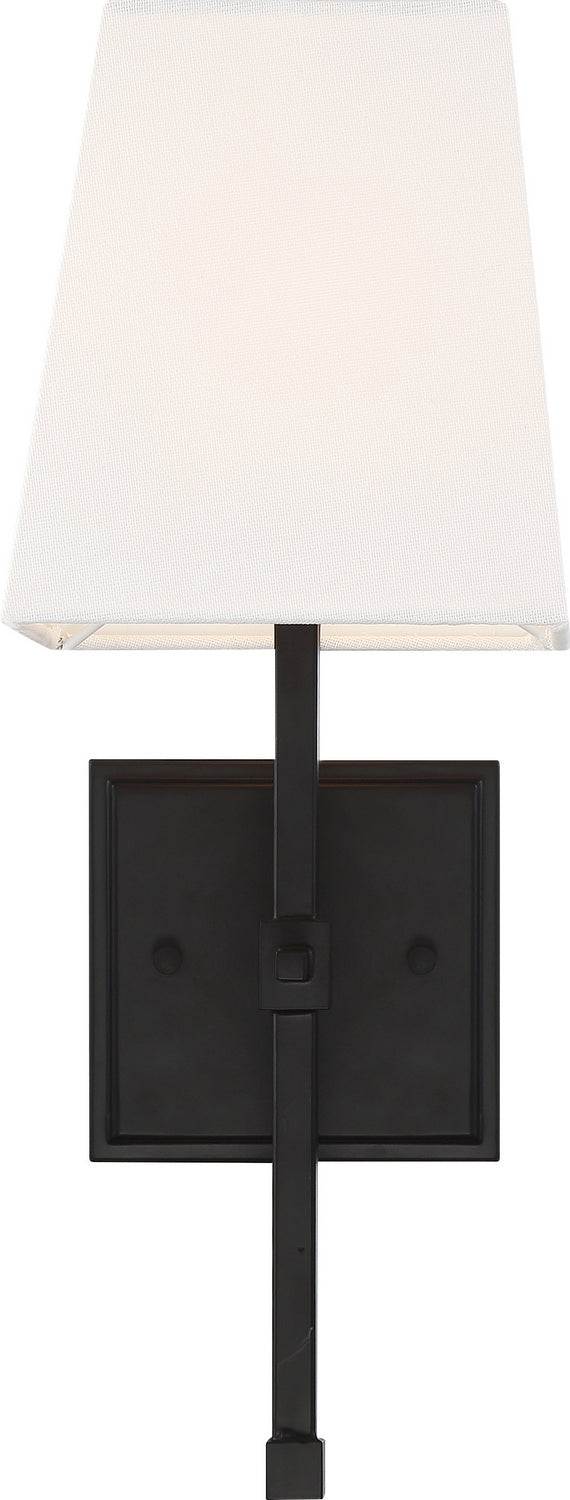 Nuvo Lighting 60-6709 One Light Vanity, Aged Bronze / White Fabric