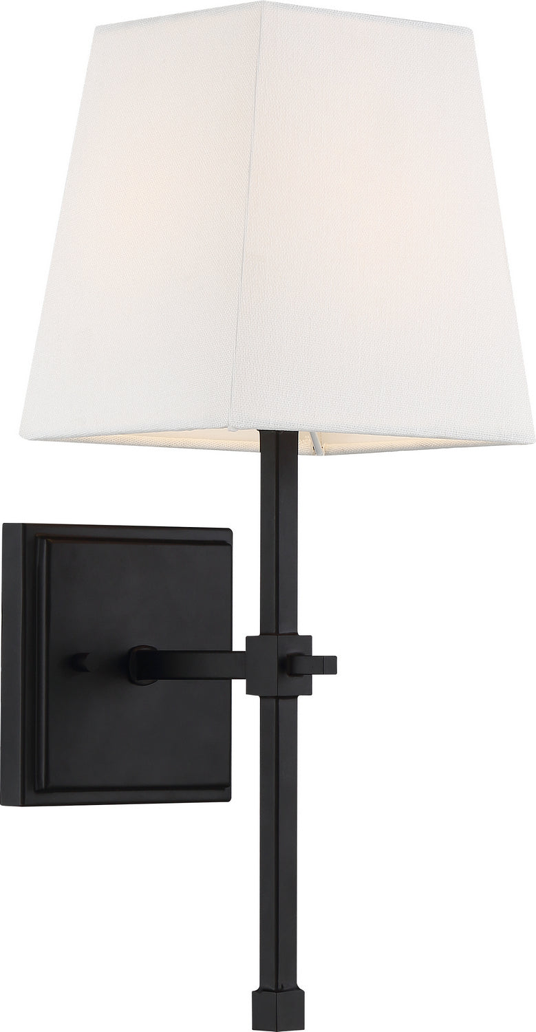 Nuvo Lighting 60-6709 One Light Vanity, Aged Bronze / White Fabric