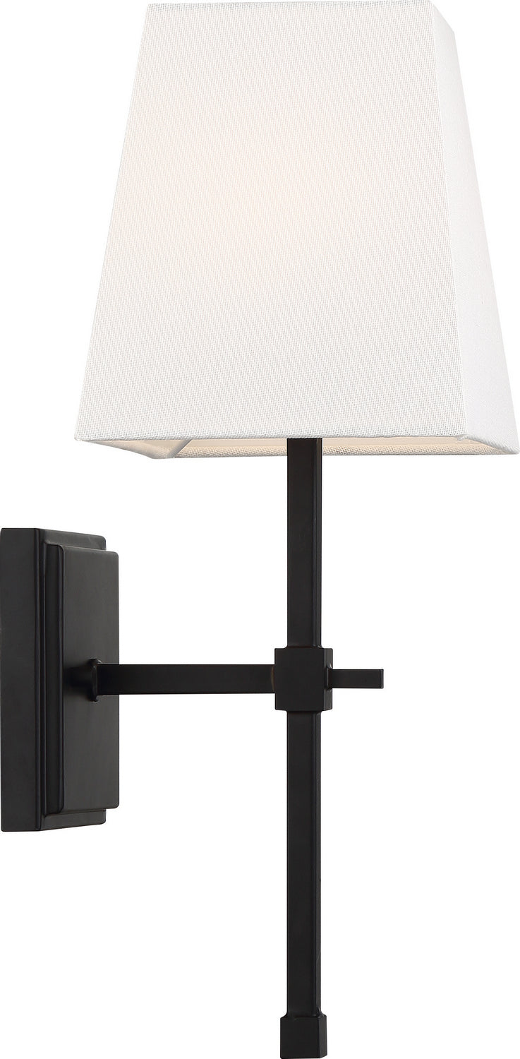 Nuvo Lighting 60-6709 One Light Vanity, Aged Bronze / White Fabric