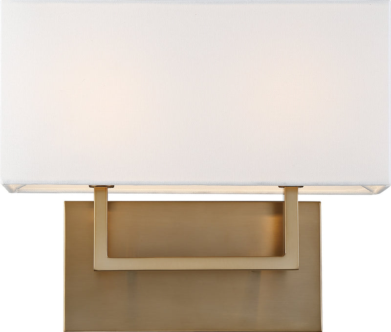 Nuvo Lighting 60-6717 Two Light Vanity, Burnished Brass / White