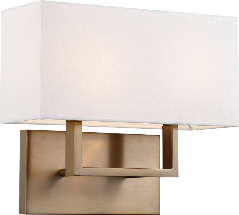 Nuvo Lighting 60-6717 Two Light Vanity, Burnished Brass / White