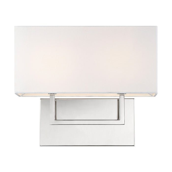 Nuvo Lighting 60-6718 Two Light Vanity, Polished Nickel / White Fabric