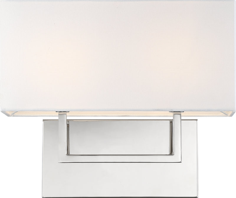 Nuvo Lighting 60-6718 Two Light Vanity, Polished Nickel / White Fabric