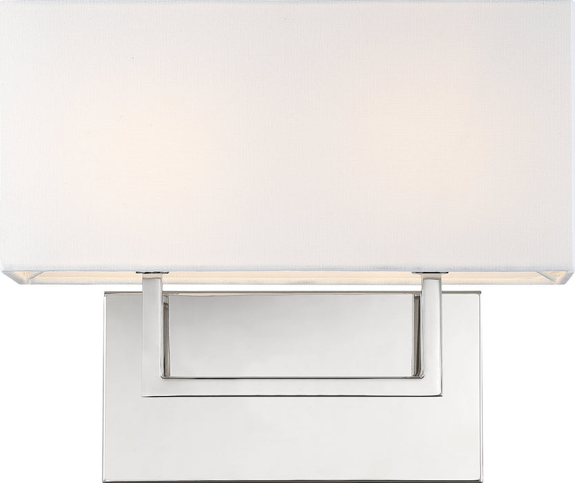 Nuvo Lighting 60-6718 Two Light Vanity, Polished Nickel / White Fabric