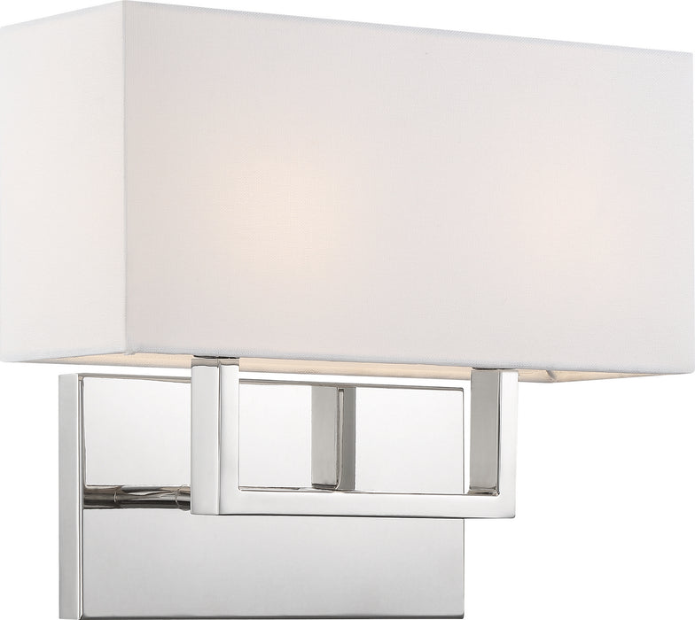 Nuvo Lighting 60-6718 Two Light Vanity, Polished Nickel / White Fabric