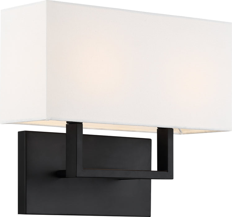 Nuvo Lighting 60-6719 Two Light Vanity, Aged Bronze / White Fabric