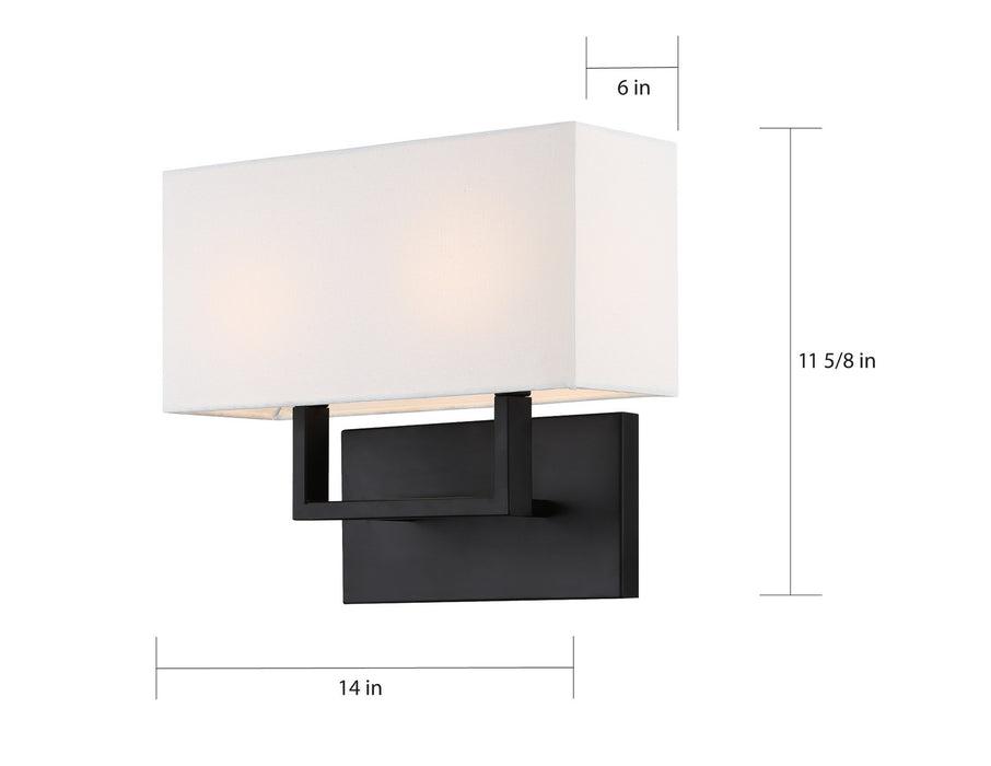 Nuvo Lighting 60-6719 Two Light Vanity, Aged Bronze / White Fabric